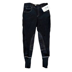 Tuff Rider New Girls Black/White Newbury Pull-On Riding Tights Breeches Size 10